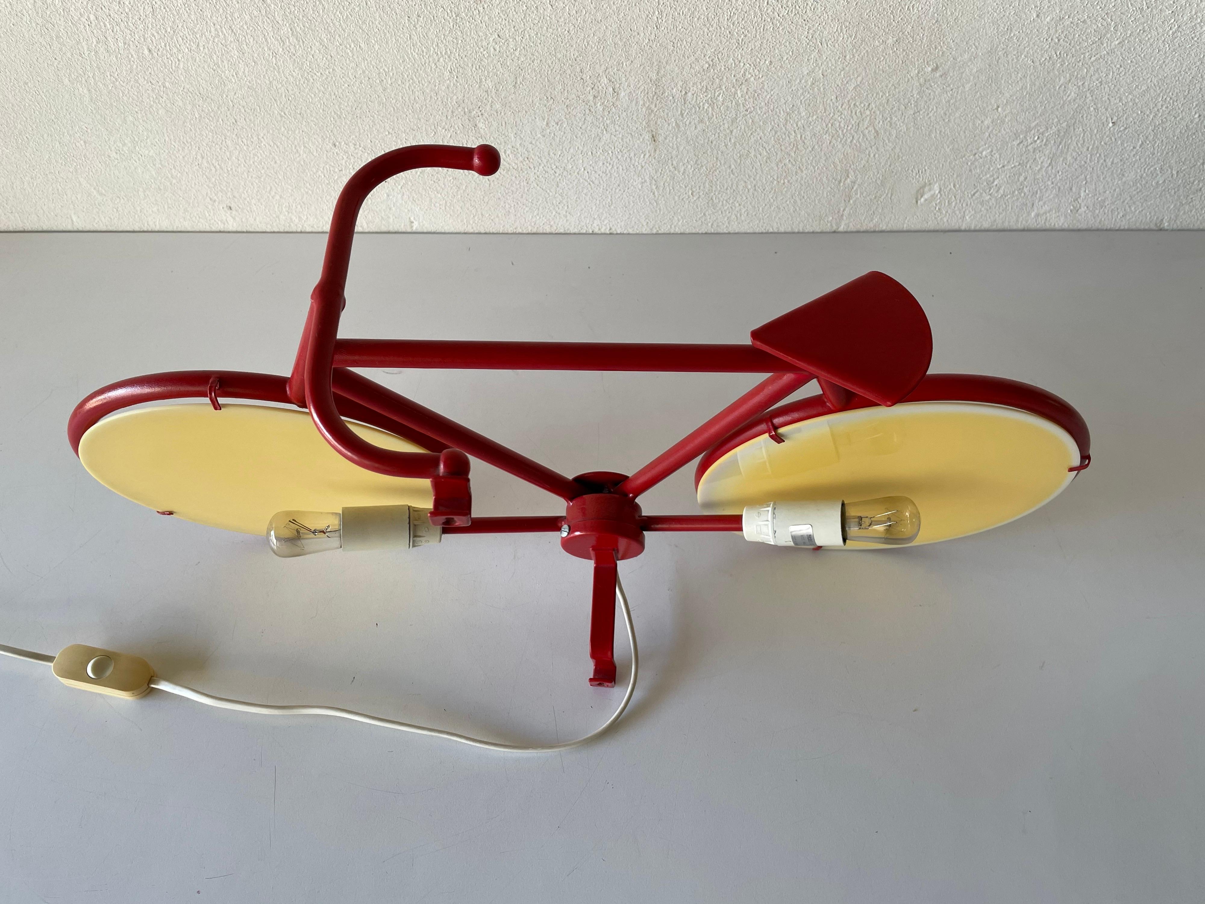 Late 20th Century Red Metal Bicycle Table Lamp or Wall Lamp by Zicoli, 1970s, Italy For Sale