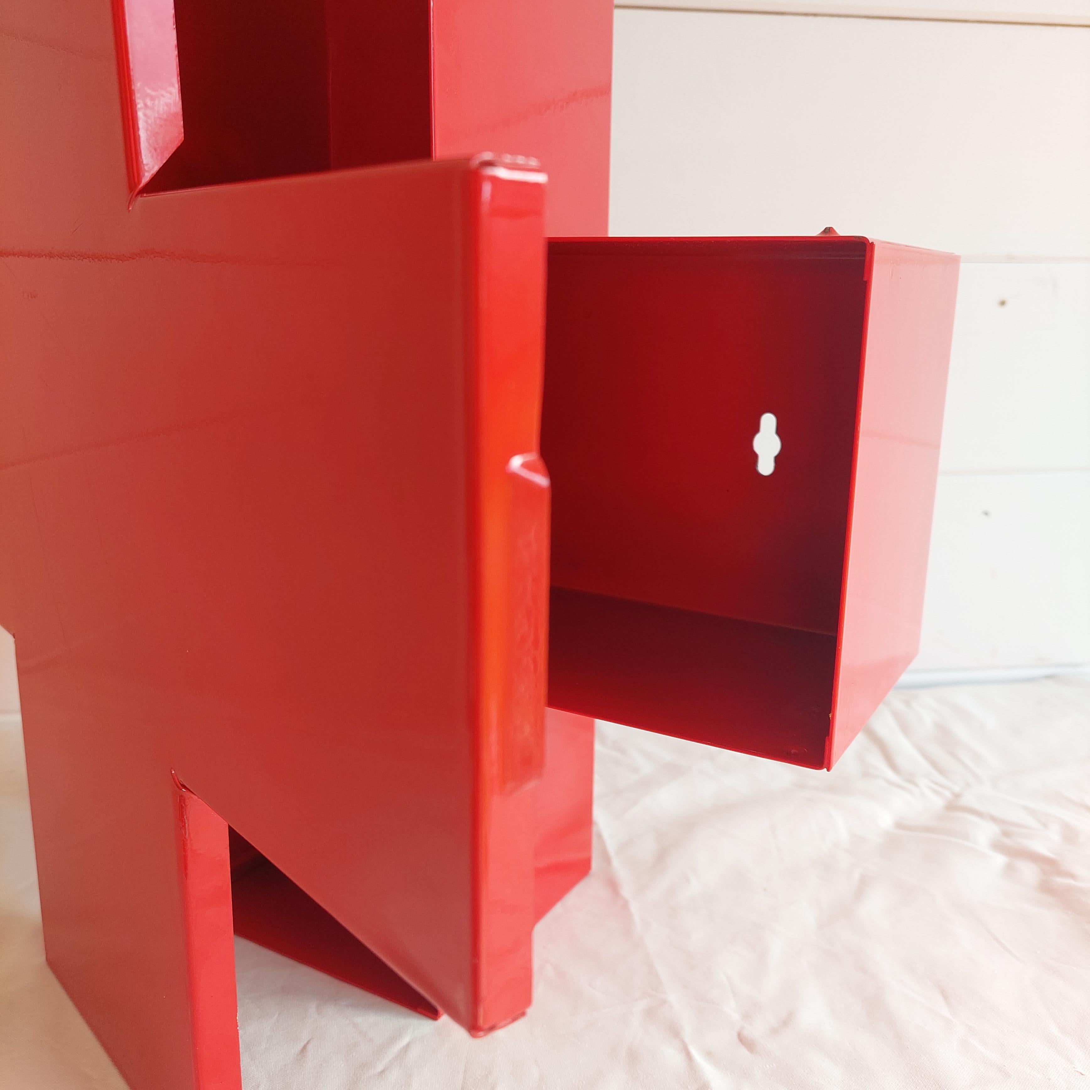 Red Metal Cross Wall Cabinet 1st Aid Medicine Box, Thomas Eriksson Style 1990s In Good Condition For Sale In Leamington Spa, GB