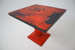 Red Metal 'Cube' Bistro Table by Xavier Pauchard, 1950