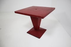 Red Metal 'Cube' Bistro Table by Xavier Pauchard, 1950