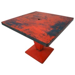 Red Metal 'Cube' Bistro Table by Xavier Pauchard, 1950