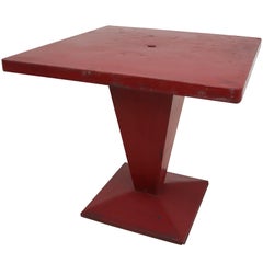 Red Metal 'Cube' Bistro Table by Xavier Pauchard, 1950