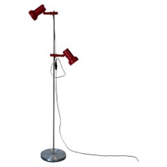 Red Metal Dual Shade Floor Lamp Mid-Century Modern 1970s