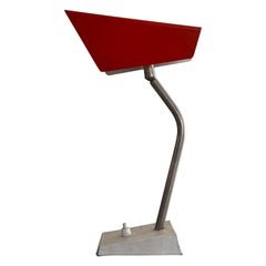 Red Metal Head Single Table Lamp, 1960s, Germany