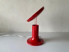 Miroir de table Space AGE en métal rouge éclairé, années 1970, Italie