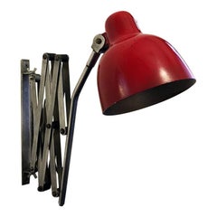 Red Metal Italian Adjustable Pantograph Wall Lamp, 1960s