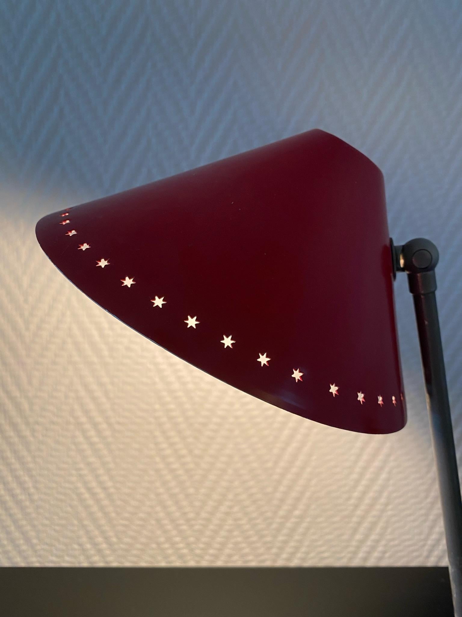 Red Metal Pinocchio Table and Wall Lamp by H. Busquet for Hala Zeist, Ca. 1950s For Sale 5