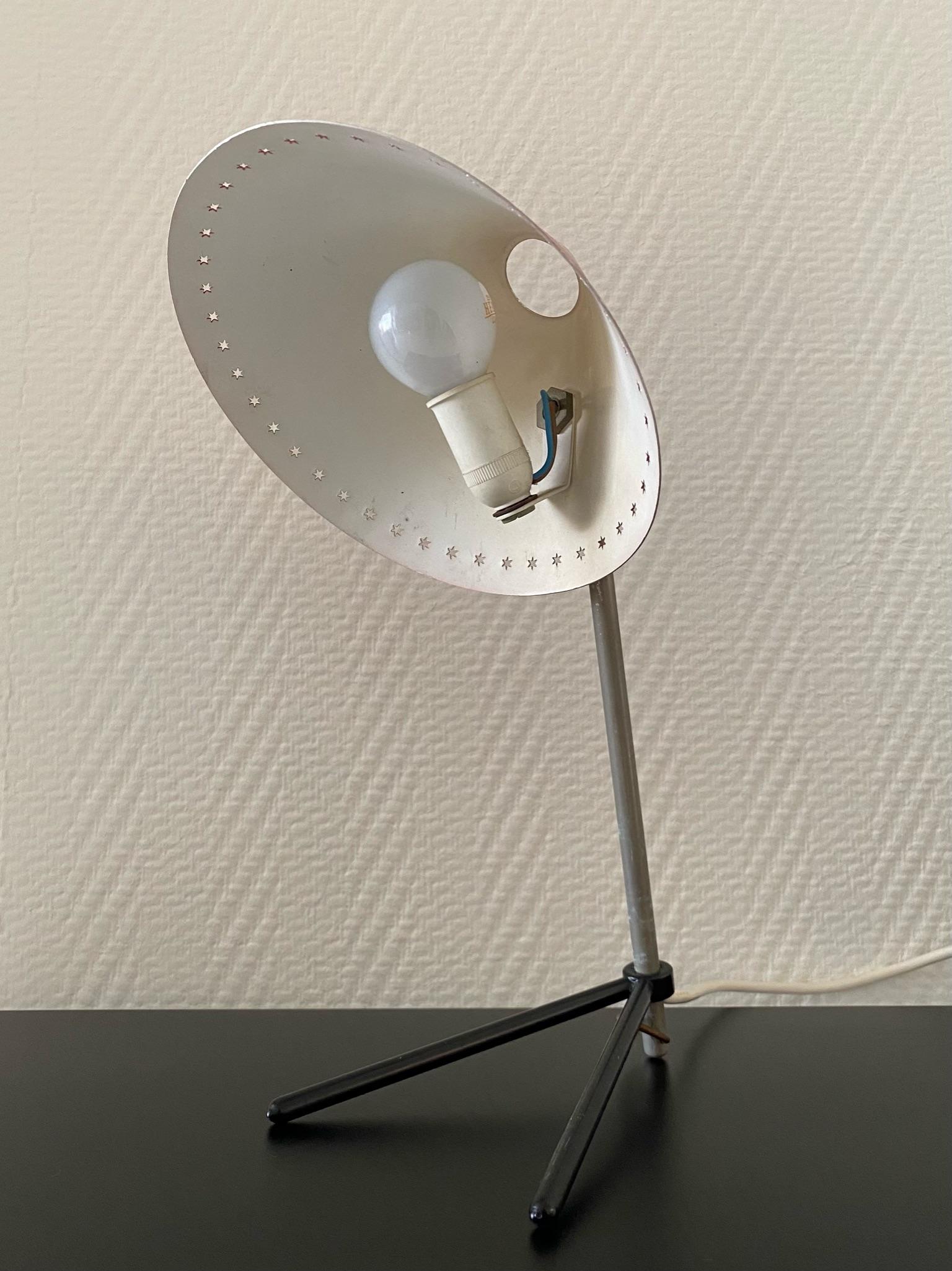 20th Century Red Metal Pinocchio Table and Wall Lamp by H. Busquet for Hala Zeist, Ca. 1950s