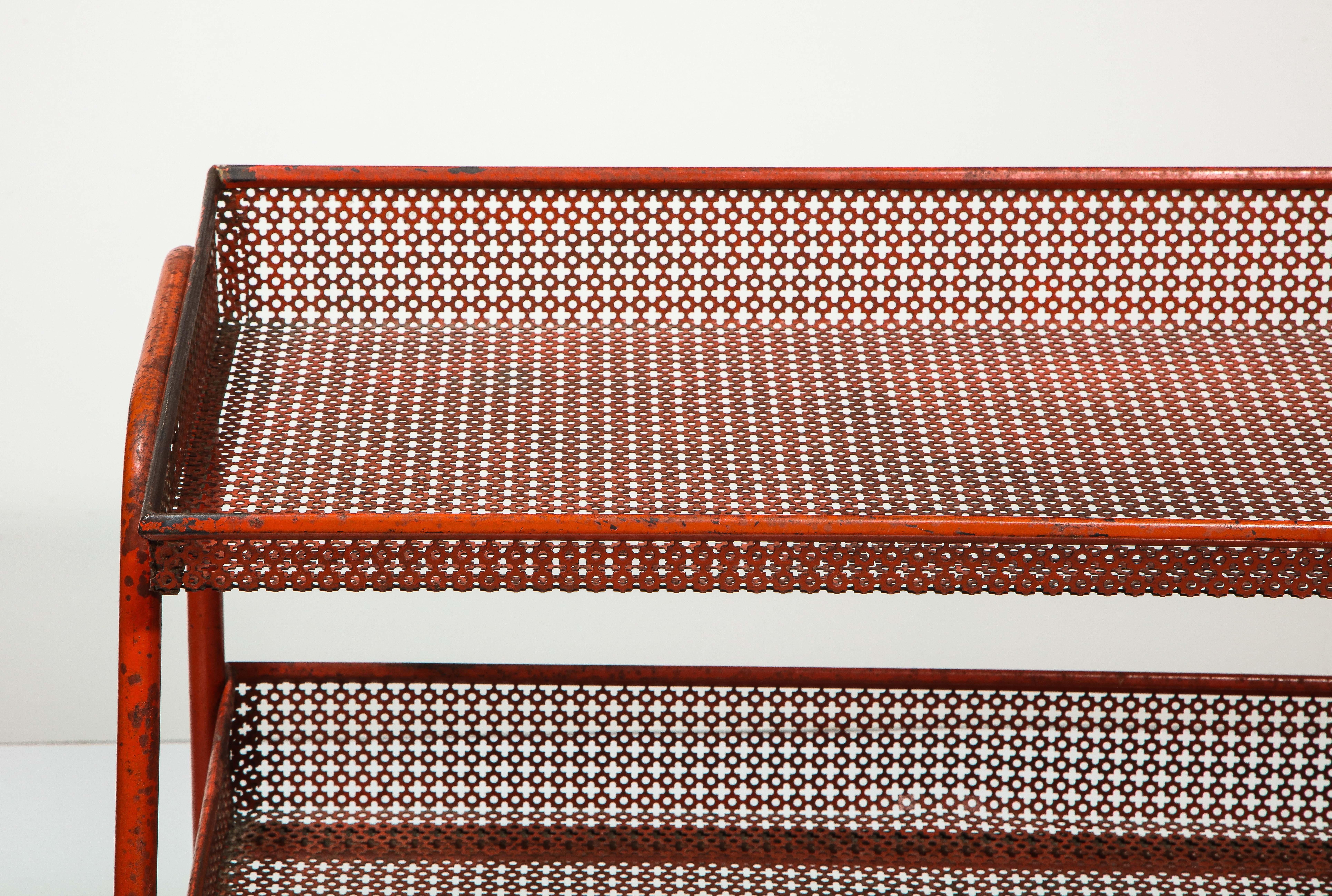 Red Metal Shelf attributed to Mathieu Mategot, France, c. 1940 For Sale 4
