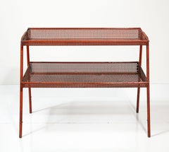 Red Metal Shelf attributed to Mathieu Mategot, France, c. 1940