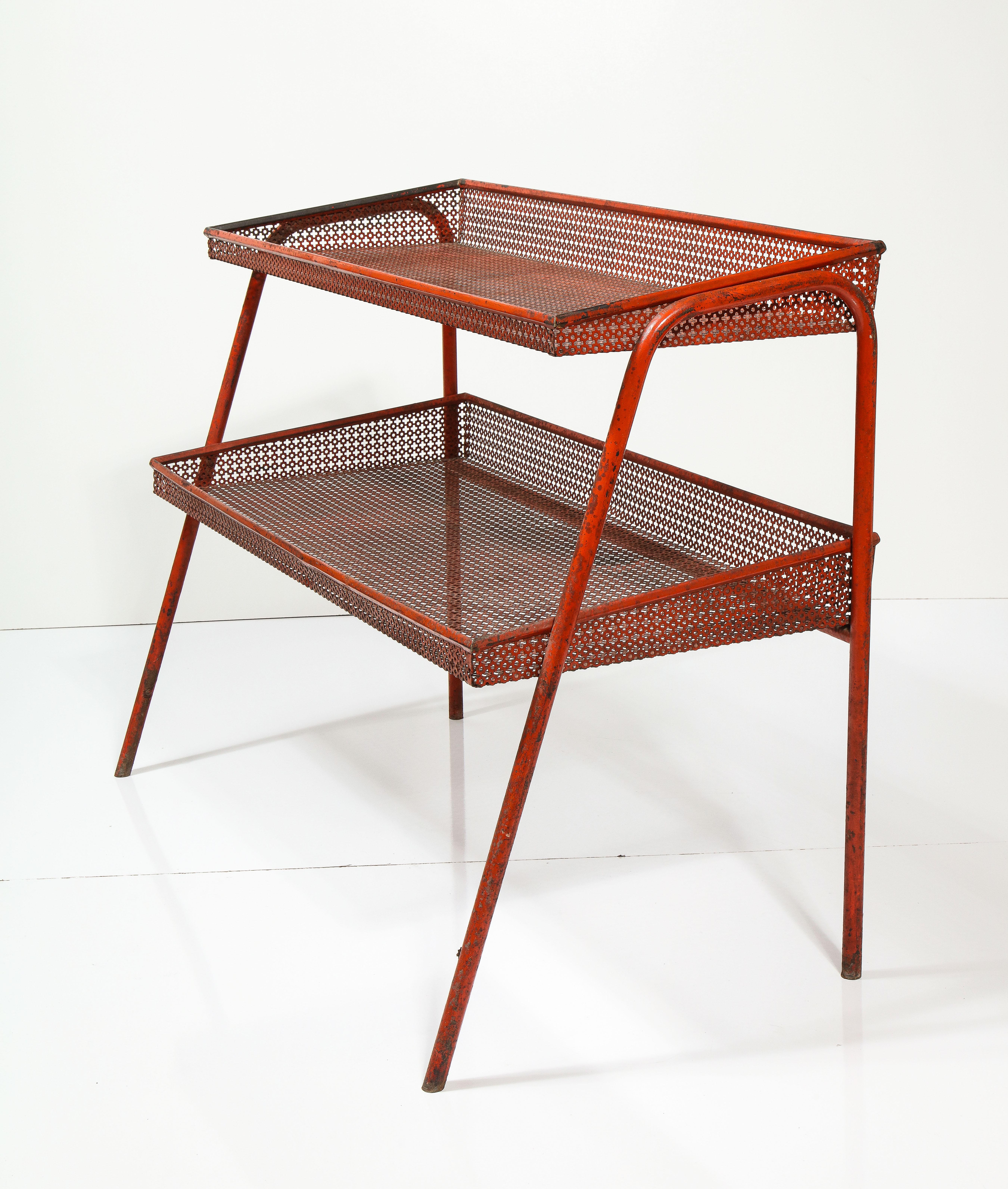Red Metal Shelf attributed to Mathieu Mategot, France, c. 1940 For Sale 1