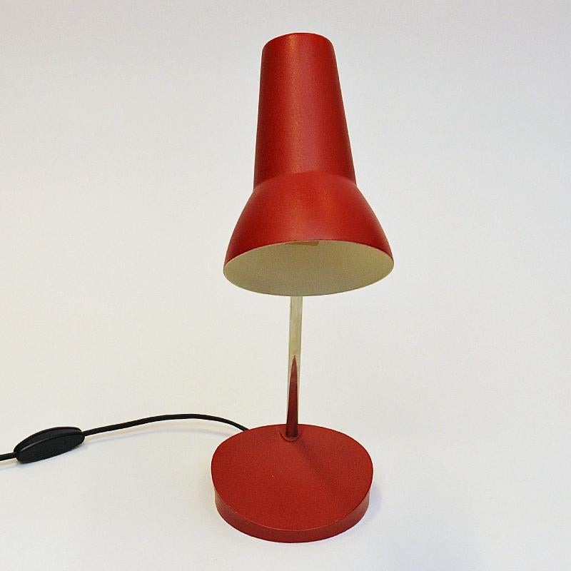 Scandinavian Modern Red Metal Table and Desk Lamp by ASEA, Sweden 1950s