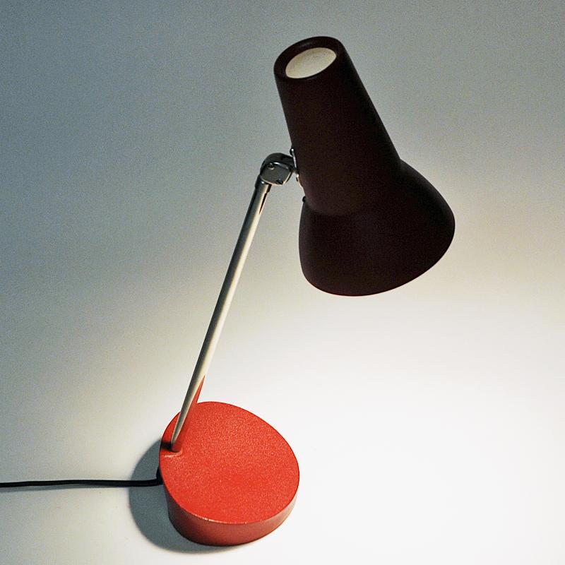 Swedish Red Metal Table and Desk Lamp by ASEA, Sweden 1950s