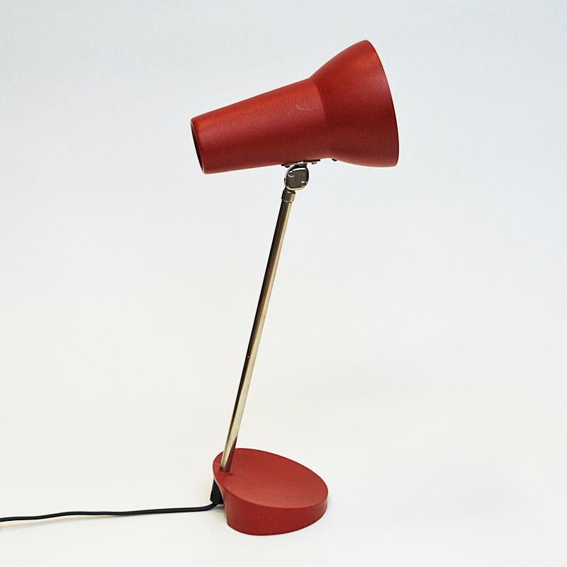 Enameled Red Metal Table and Desk Lamp by ASEA, Sweden 1950s