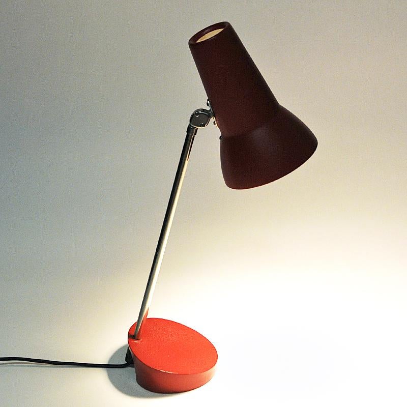 Red Metal Table and Desk Lamp by ASEA, Sweden 1950s 2