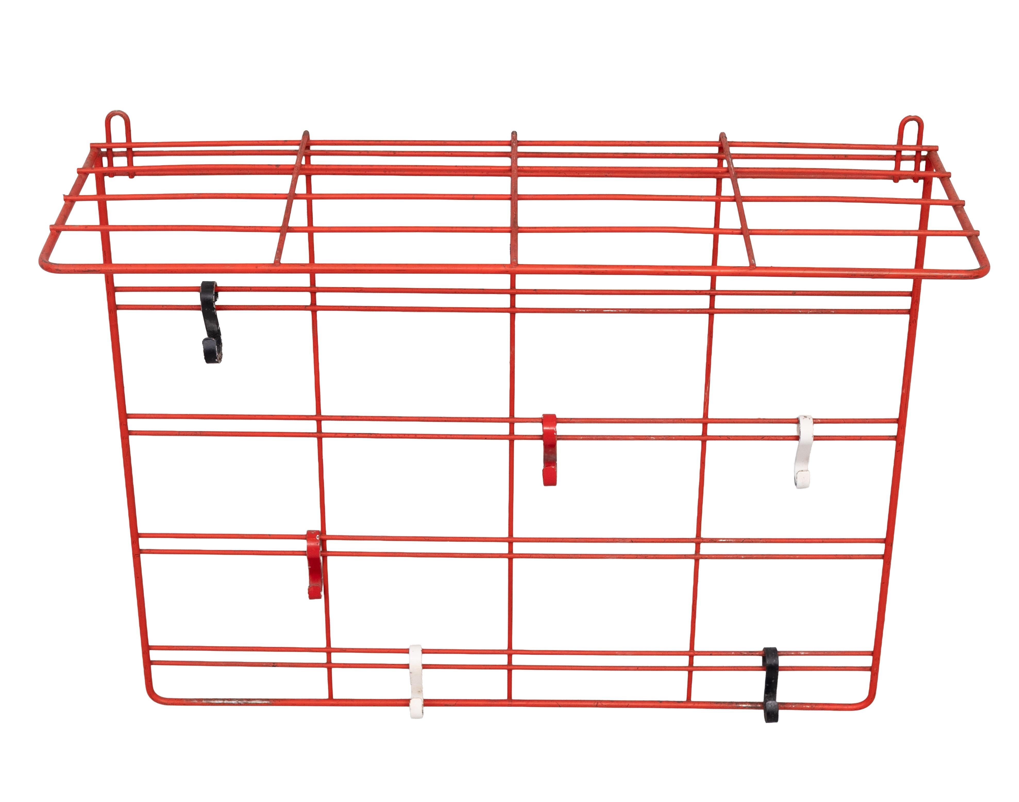 Roter Metalldraht-Garderobenständer 1960er Jahre Holland (Niederländisch) im Angebot