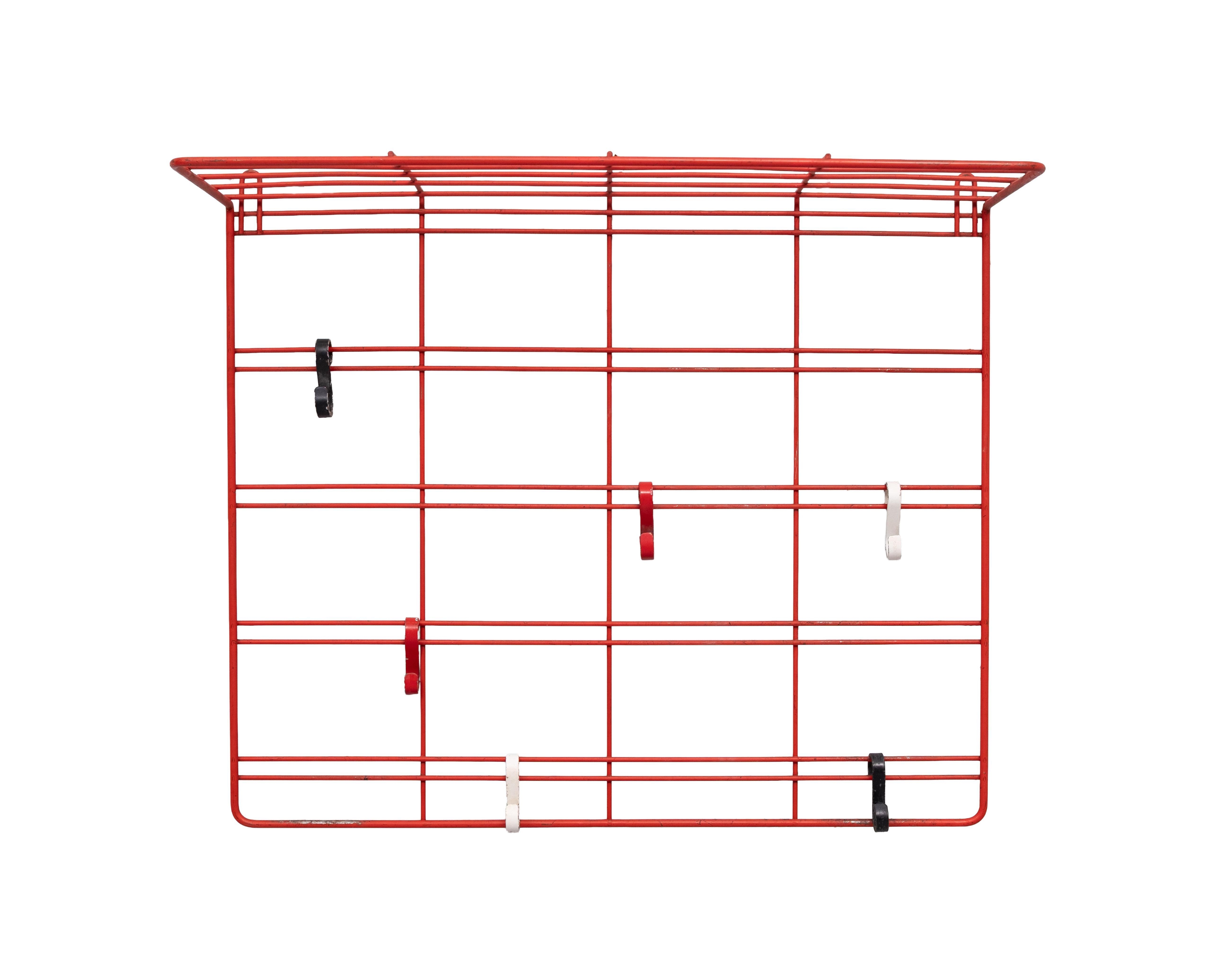 Roter Metalldraht-Garderobenständer 1960er Jahre Holland (Draht) im Angebot