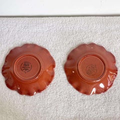 Red Metlox Poppytrail Lotus Plate - a Pair