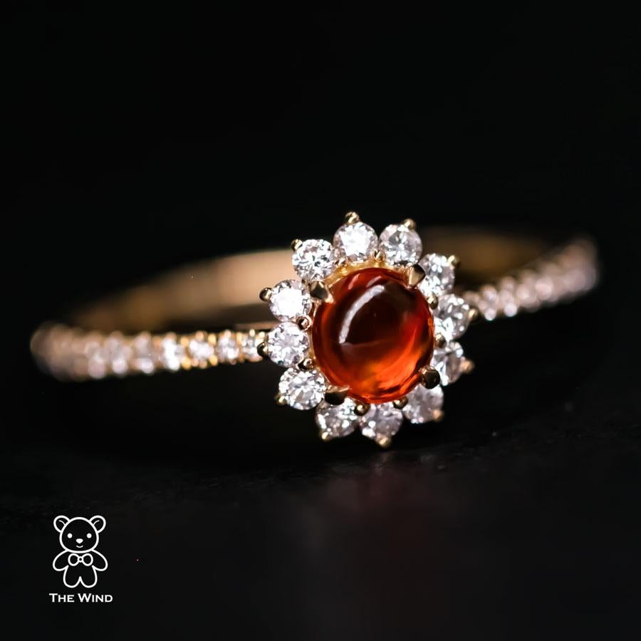 Adorable Red Mexican Fire Opal Halo Diamond Engagement Ring 18K Yellow Gold.


Free Domestic USPS First Class Shipping! Free Gift Bag or Box with every order!

Opal—the queen of gemstones, is one of the most beautiful gemstones in the world. Every