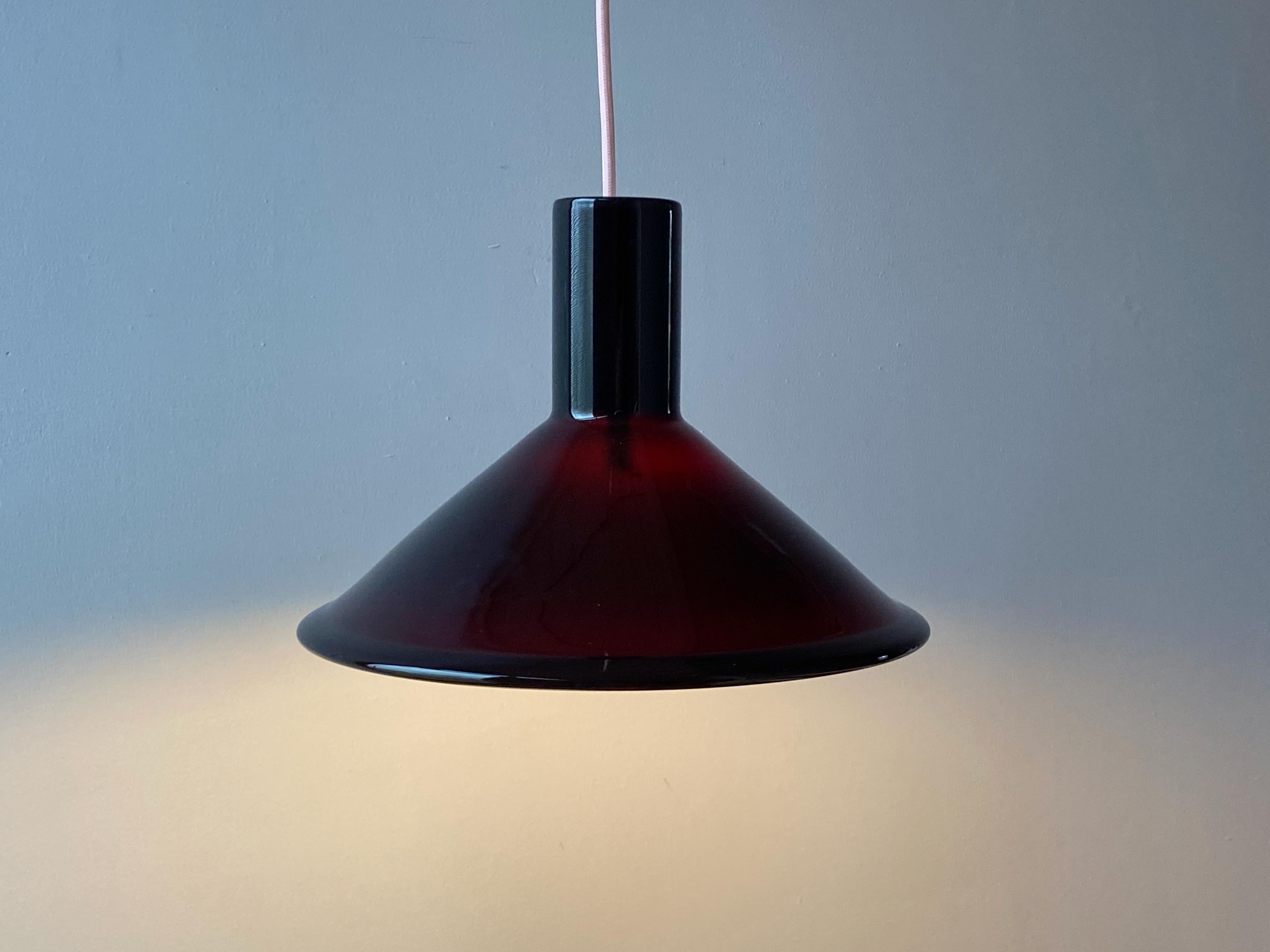 Red Michael Bang P&T Pendant Lamp by Holmegaard, Denmark, 1970s For Sale 2