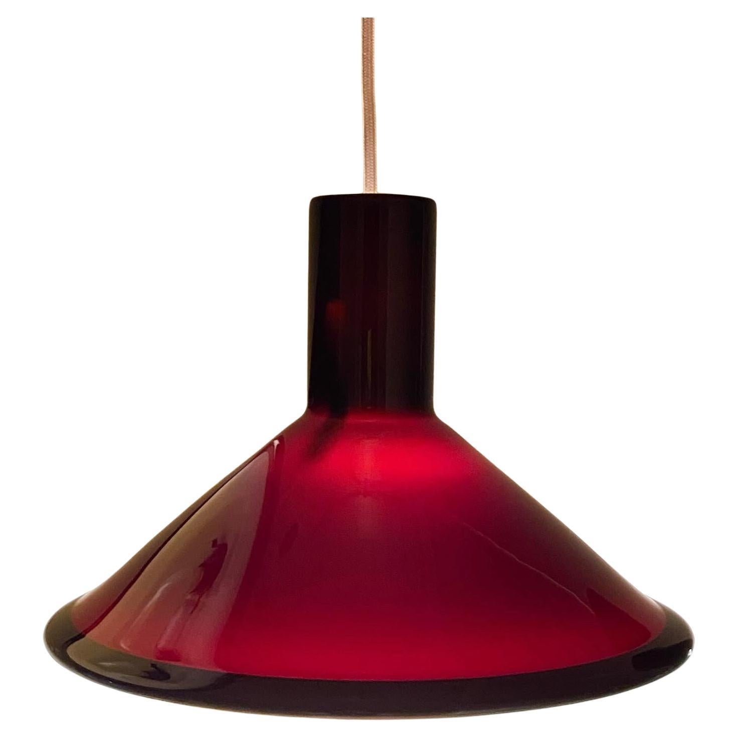 Red Michael Bang P&T Pendant Lamp by Holmegaard, Denmark, 1970s For Sale