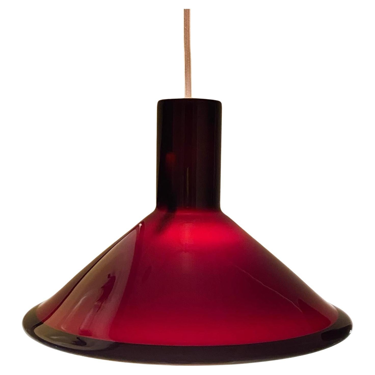 Lampe suspendue Red Michael Bang AT&T par Holmegaard, Danemark, années 1970