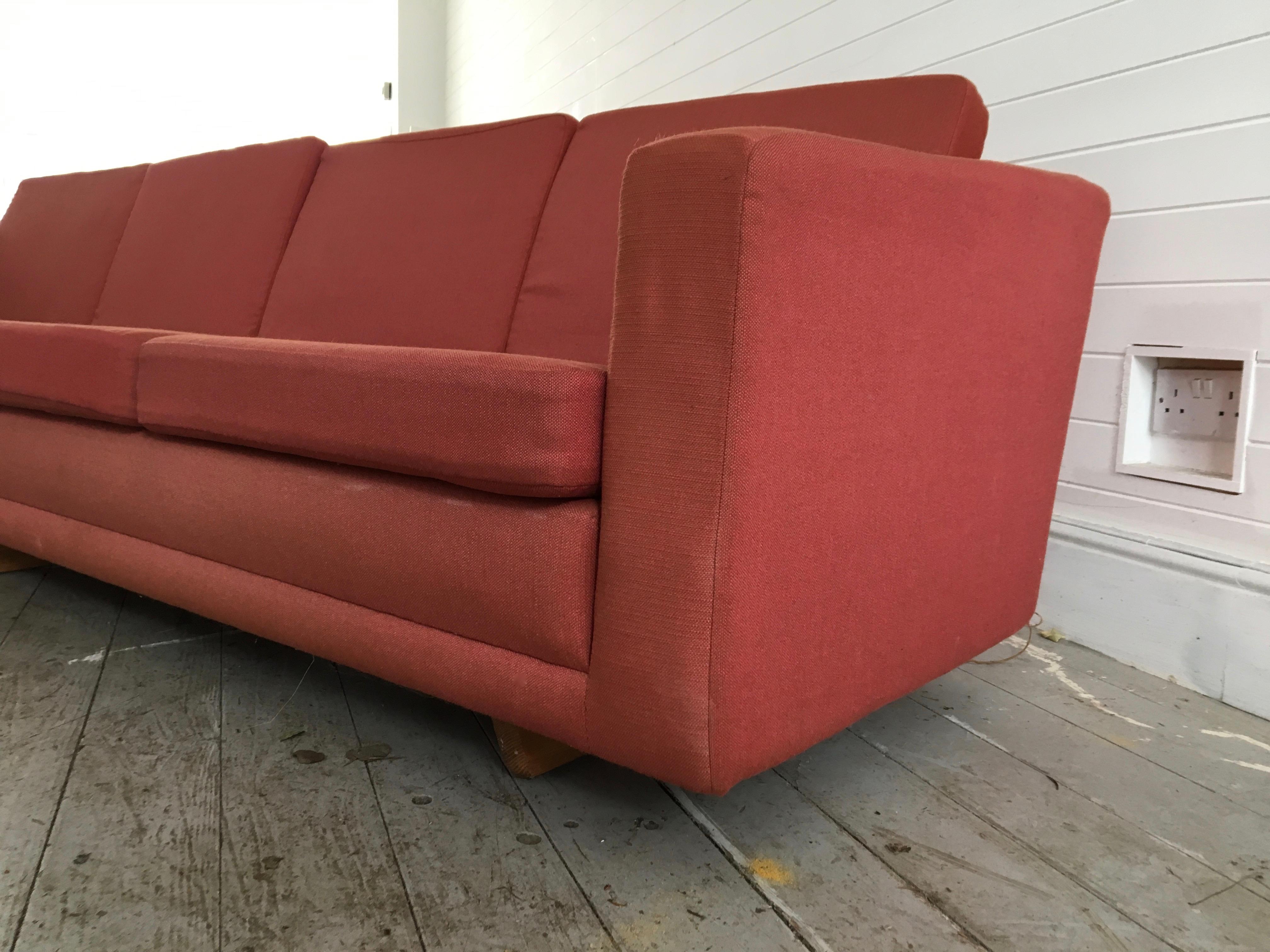 Red Midcentury 4-Seat Model 206 Sofa by Borge Mogensen, Denmark, circa 1960 In Fair Condition In London, GB