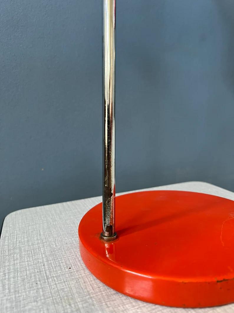 Red Mid Century Desk Lamp Swing Arm Table Lamp- Chrome Space Age Light, 1970s For Sale 4