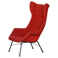 Red Mid Century Modern Armchair by Miroslav Navratil, Made in 1950s, Czechia