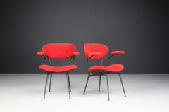 Red Mid-century Modern Armchairs by Gastone Rinaldi, Italy 1960s