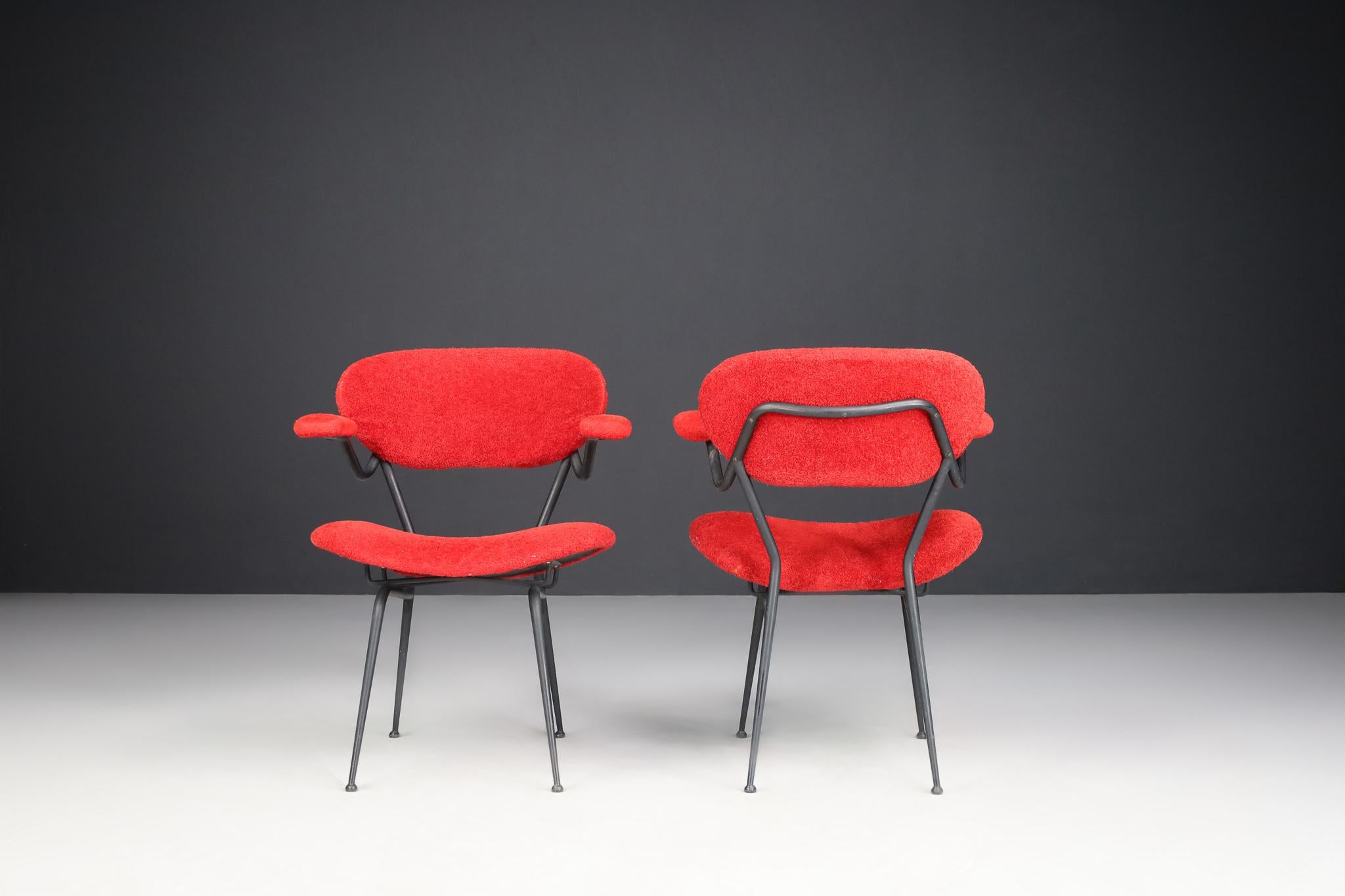 Mid-Century Modern Red Mid-century Modern Armchairs by Gastone Rinaldi, Italy 1960s For Sale
