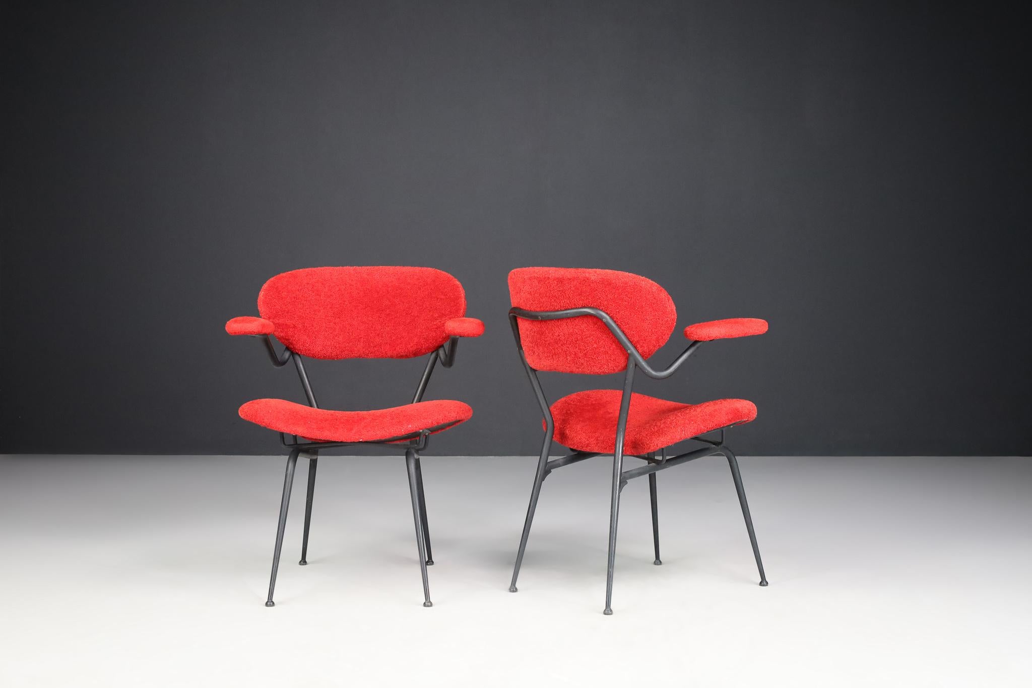 Italian Red Mid-century Modern Armchairs by Gastone Rinaldi, Italy 1960s For Sale