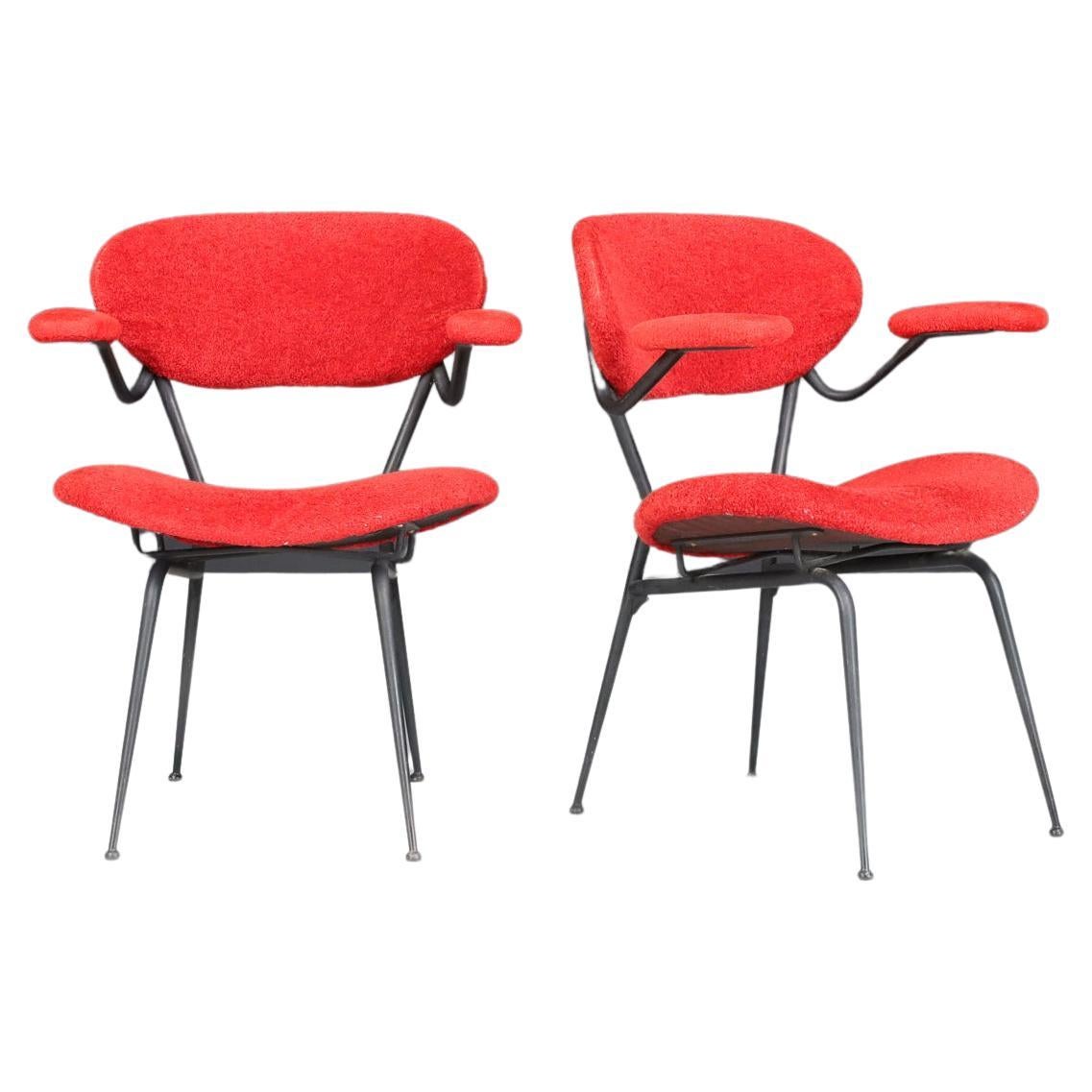 Red Mid-century Modern Armchairs by Gastone Rinaldi, Italy 1960s For Sale