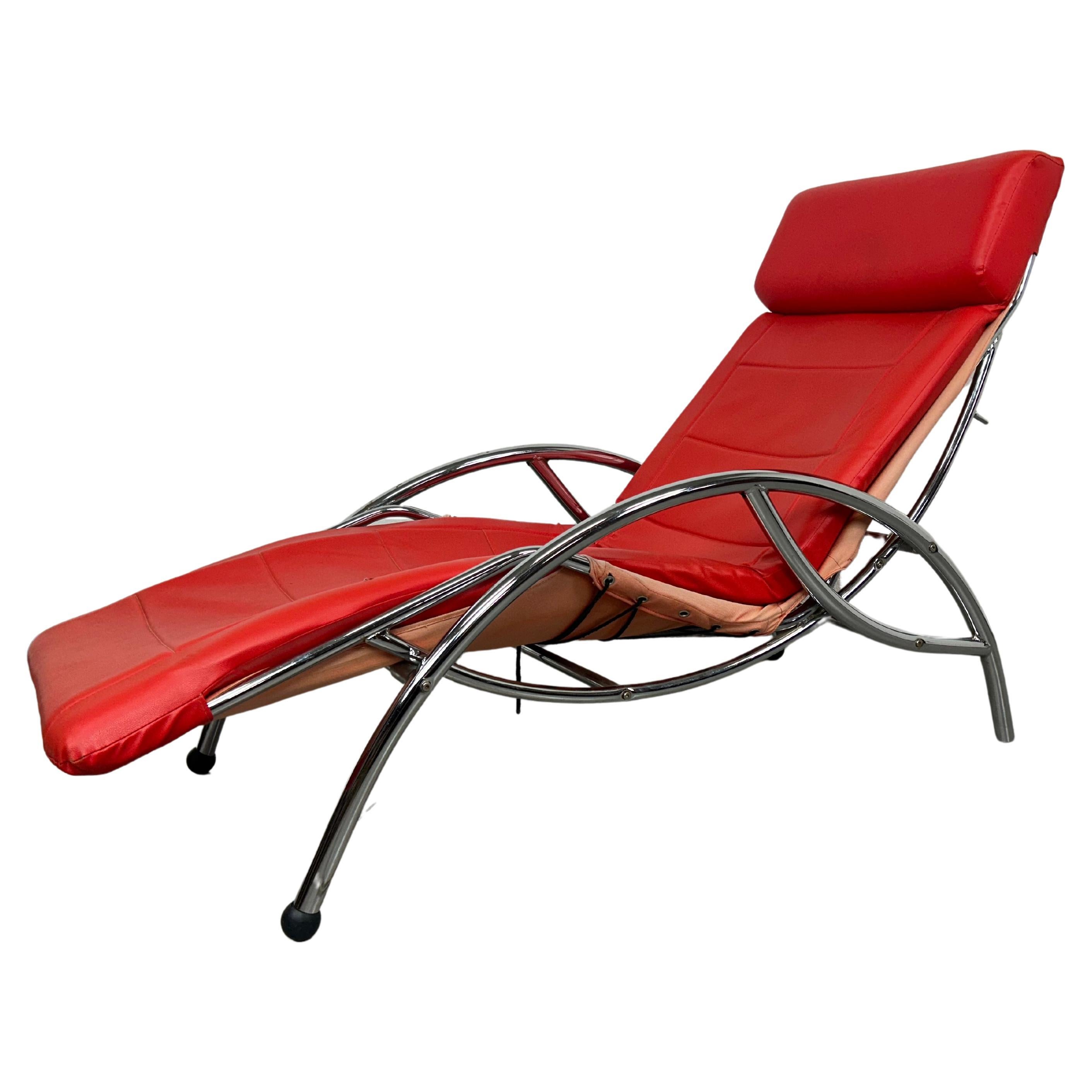 Red mid-century modern lounge chair