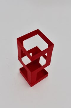 Red Mid-Century Modern Vintage Metal Umbrella Stand, Austria, 1970