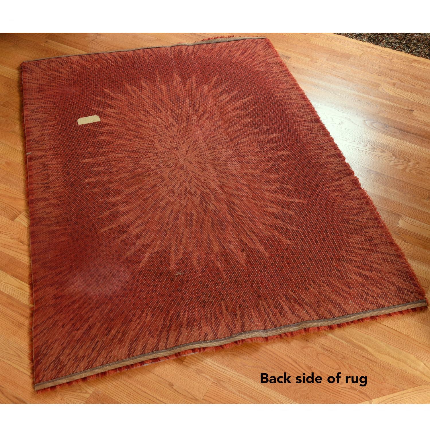 Late 20th Century Red Mid-Century Modern Scandinavian 5×7 Wool Rya Rug