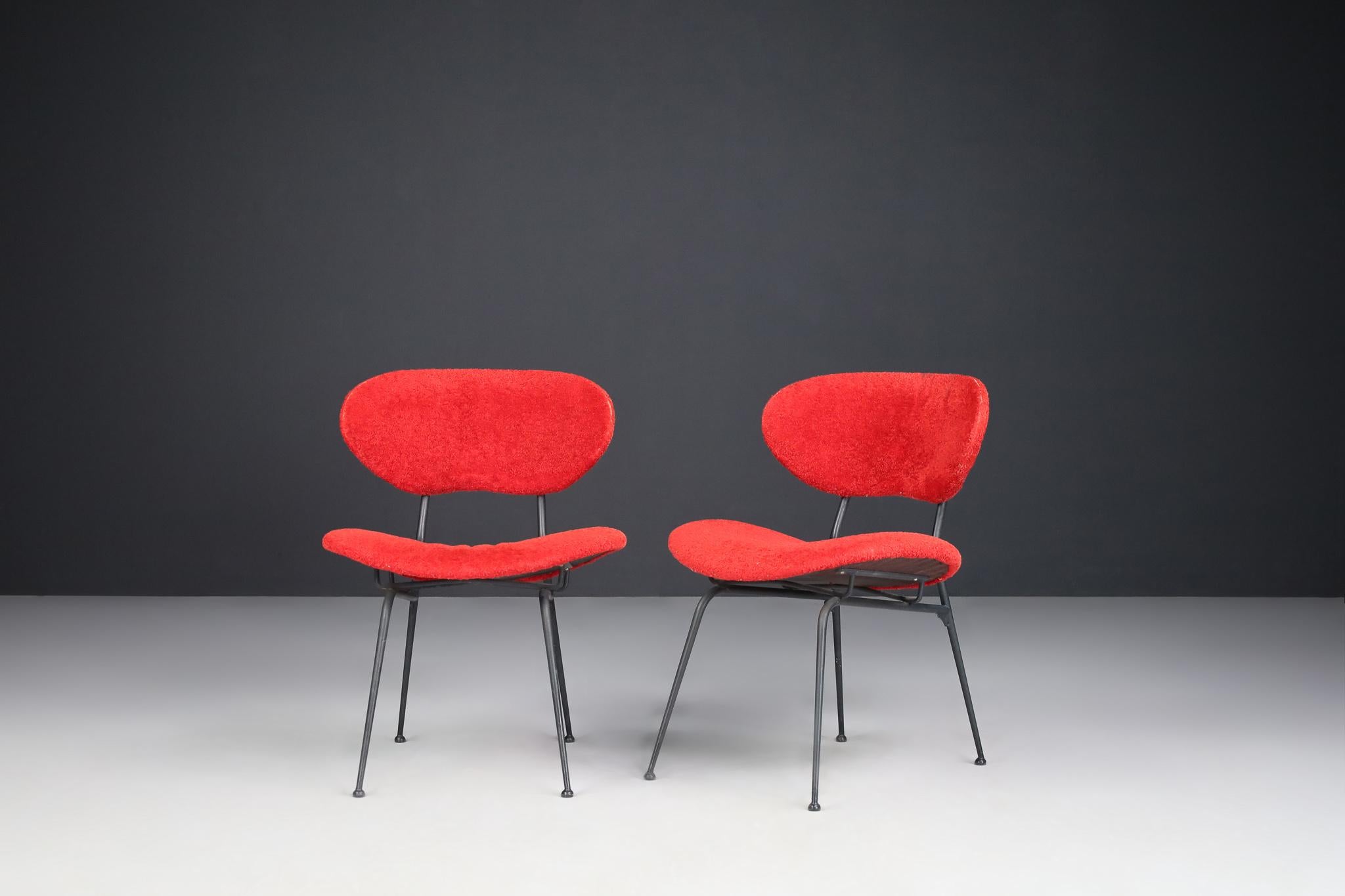 Red Mid-Century Modern Side Chairs by Gastone Rinaldi, Italy, 1960s In Good Condition For Sale In Almelo, NL