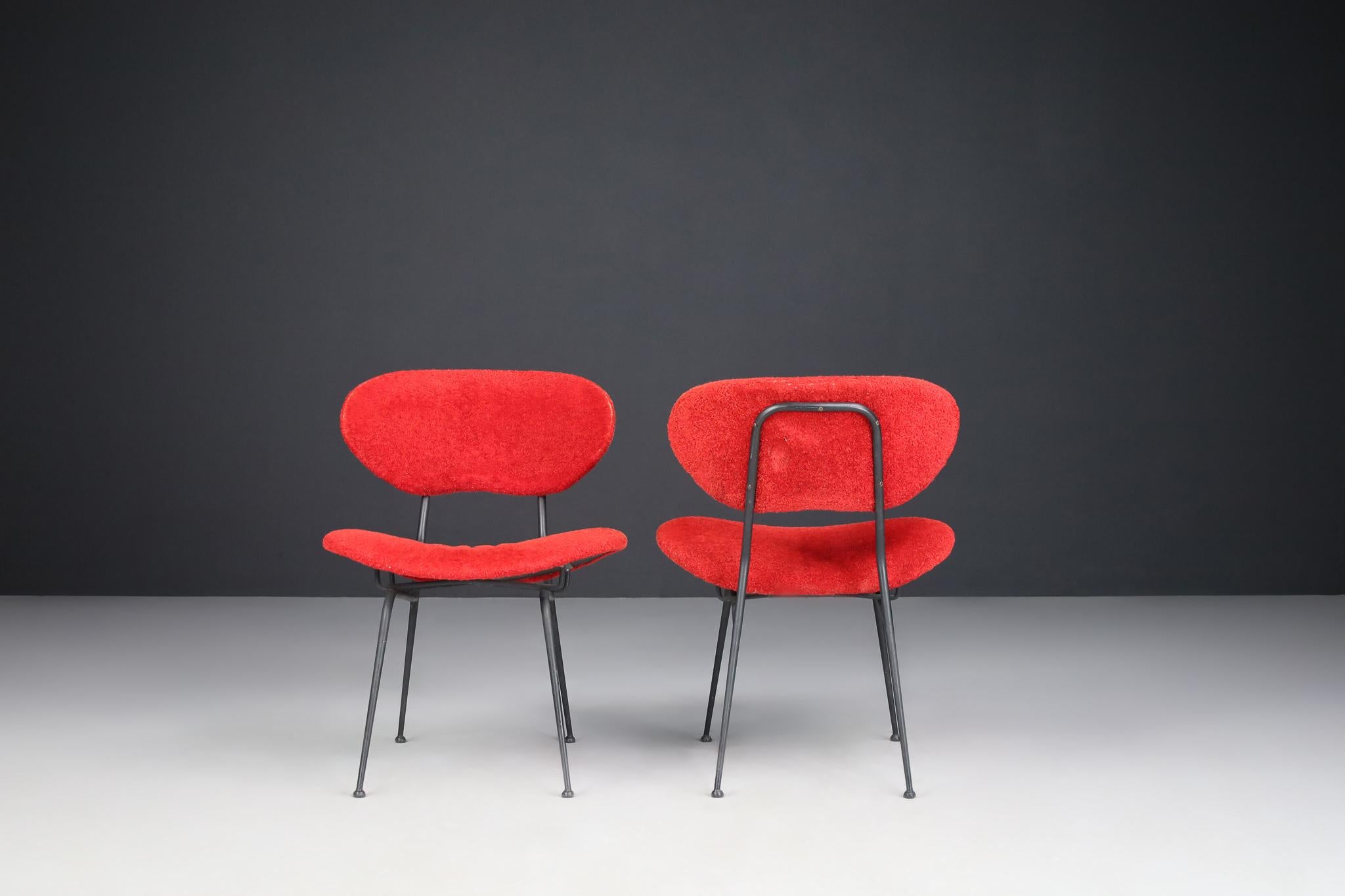 Rote Beistellstühle aus der Mitte des Jahrhunderts von Gastone Rinaldi, Italien, 1960er Jahre im Zustand „Gut“ im Angebot in Almelo, NL