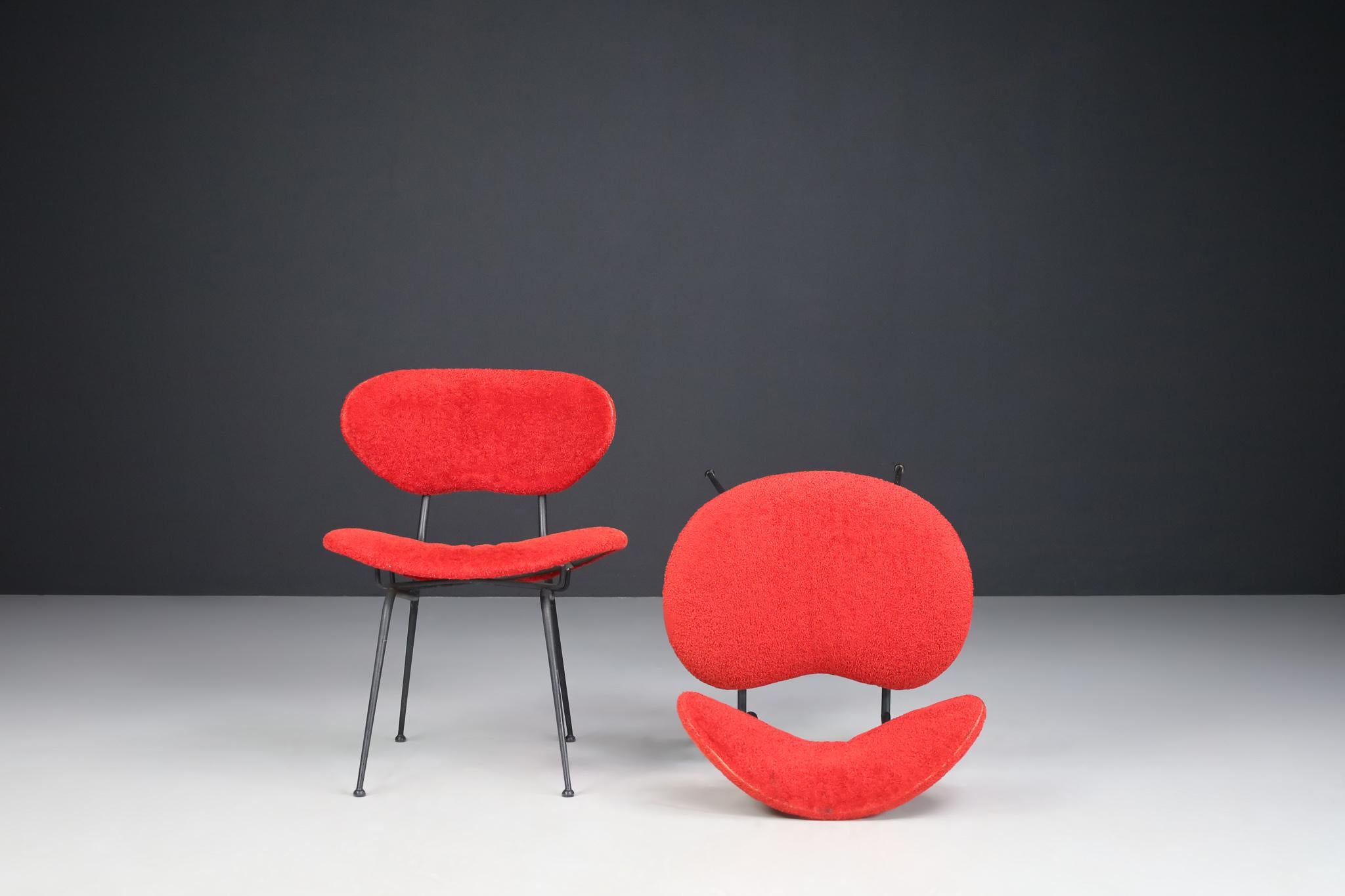 Red Mid-Century Modern Side Chairs by Gastone Rinaldi, Italy, 1960s For Sale 2