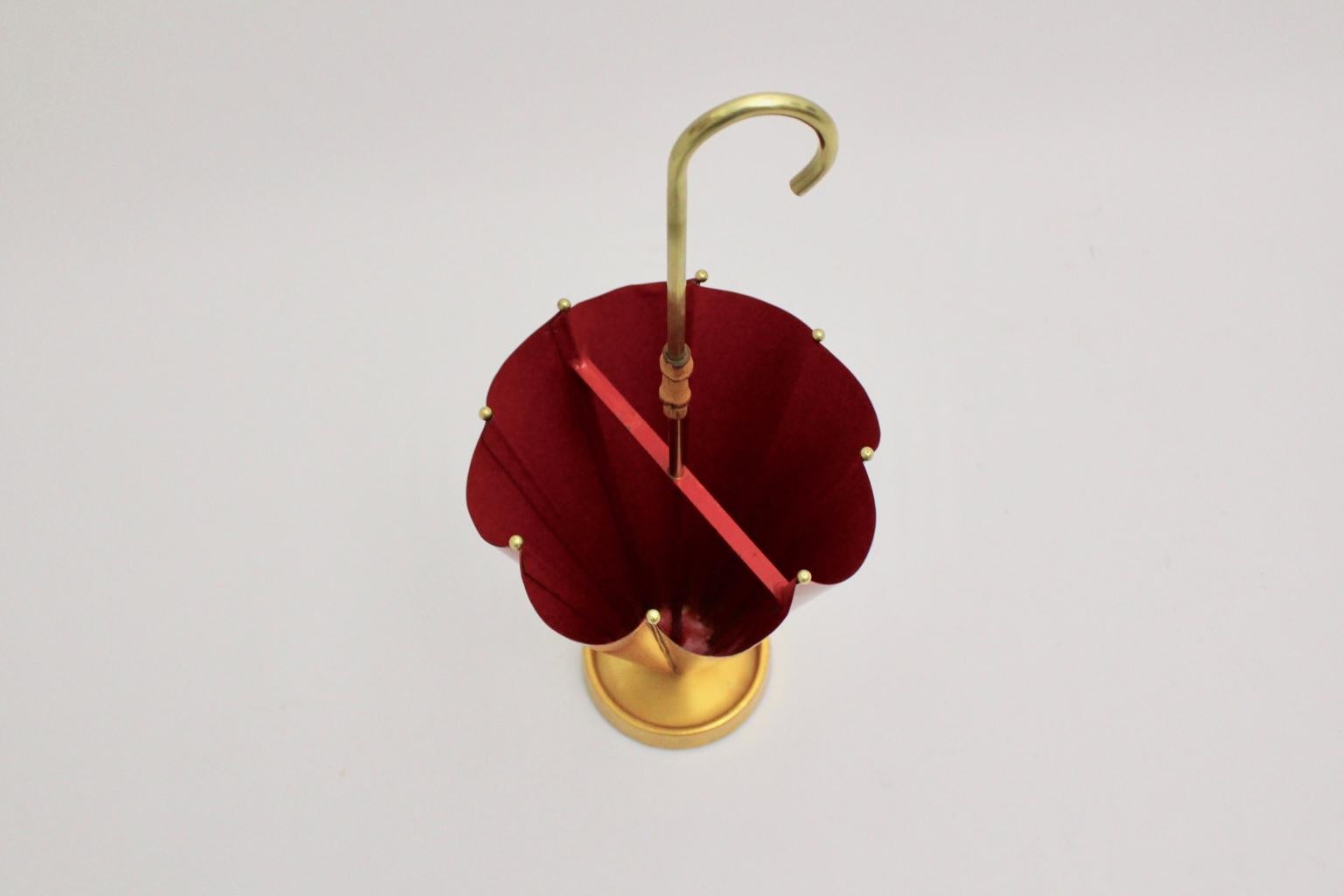 Red Mid-Century Modern Vintage Metal Umbrella Stand, 1950s, Italy 1