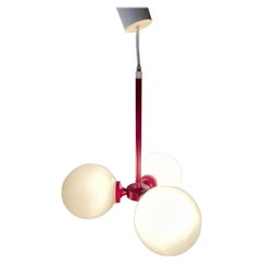 Lustre en verre opalin rouge du milieu du siècle dernier, 1970