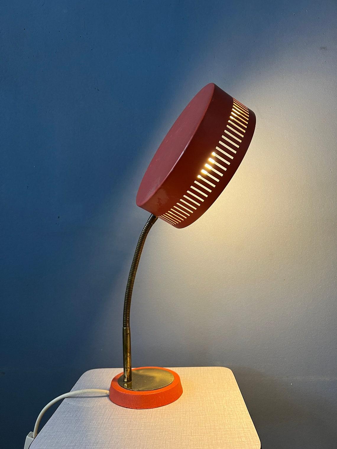 Metal Red Mid Century Space Age UFO Table Lamp, 1970s For Sale