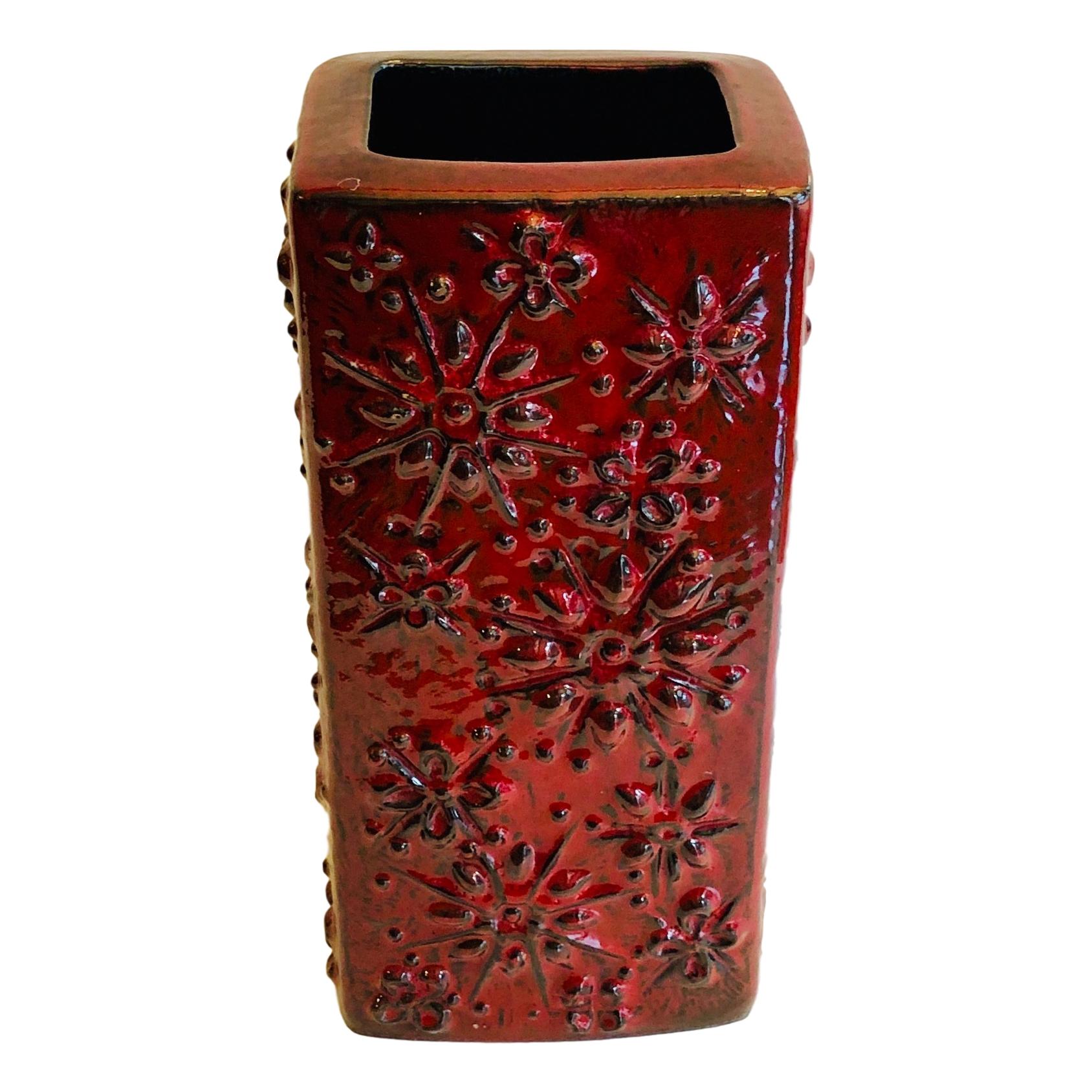 German Red Midcentury Vase For Sale