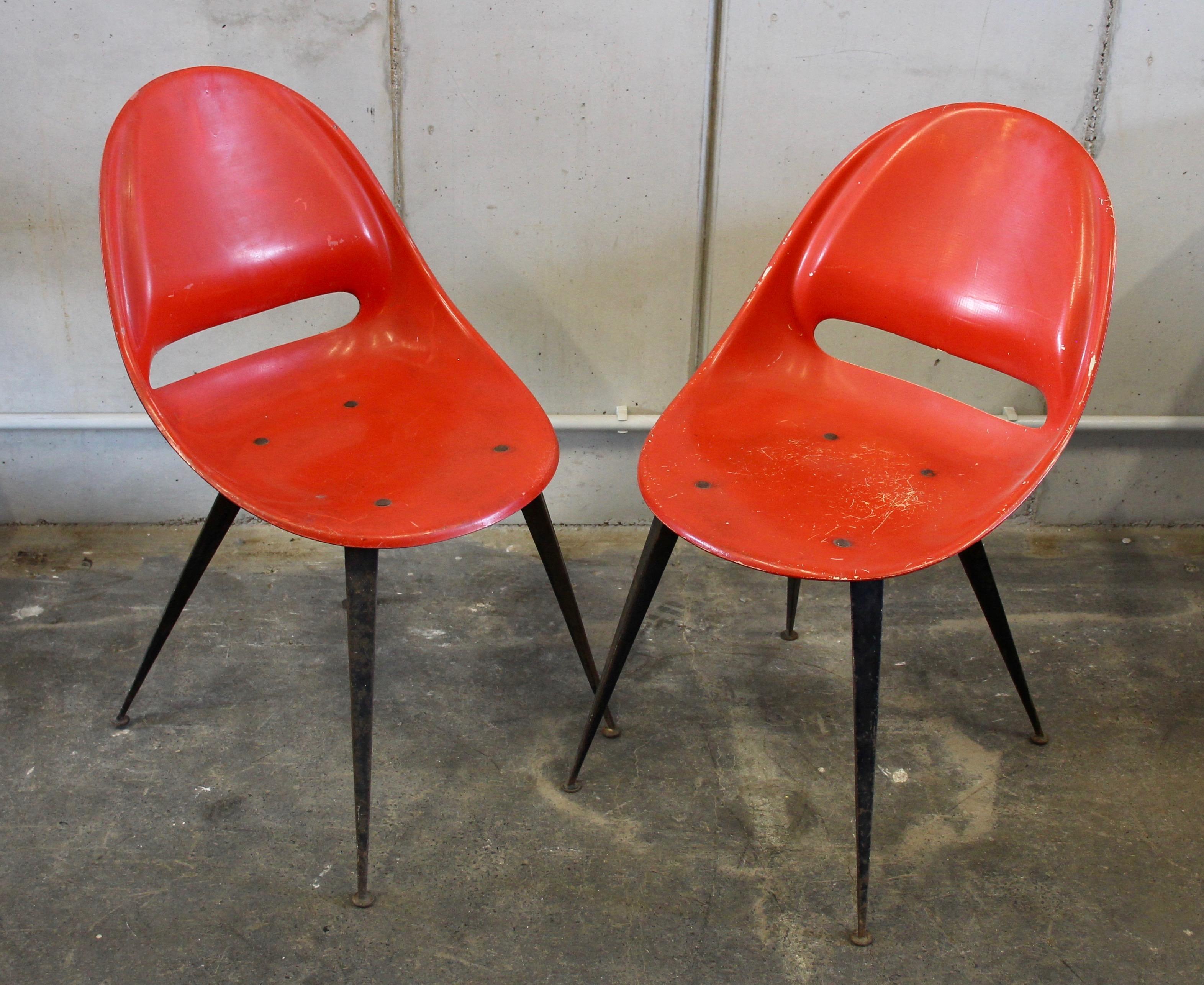 Red Midcentury Fiberglass Chair, Czech Republic 1
