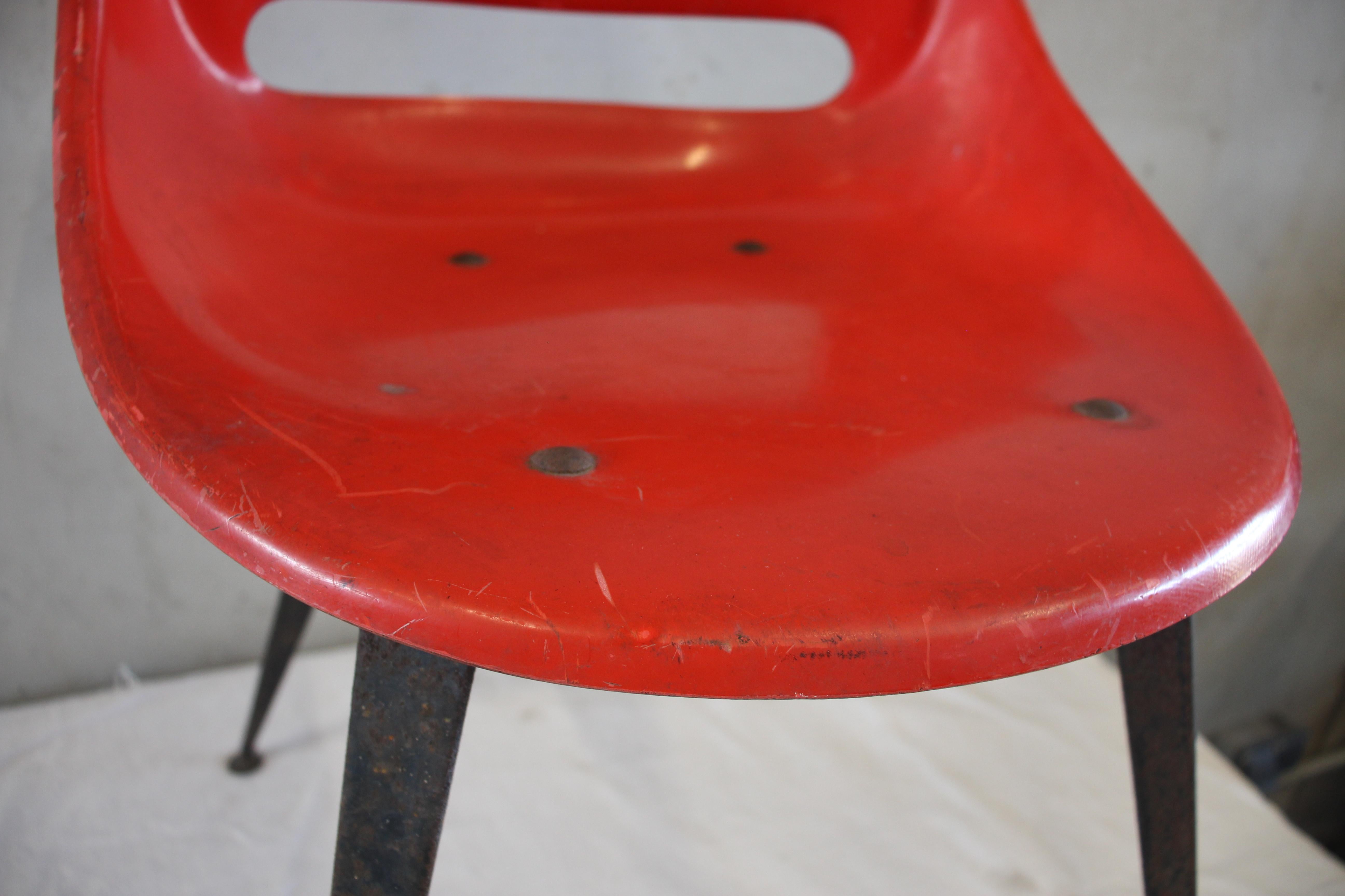 Red Midcentury Fiberglass Chair, Czech Republic 3