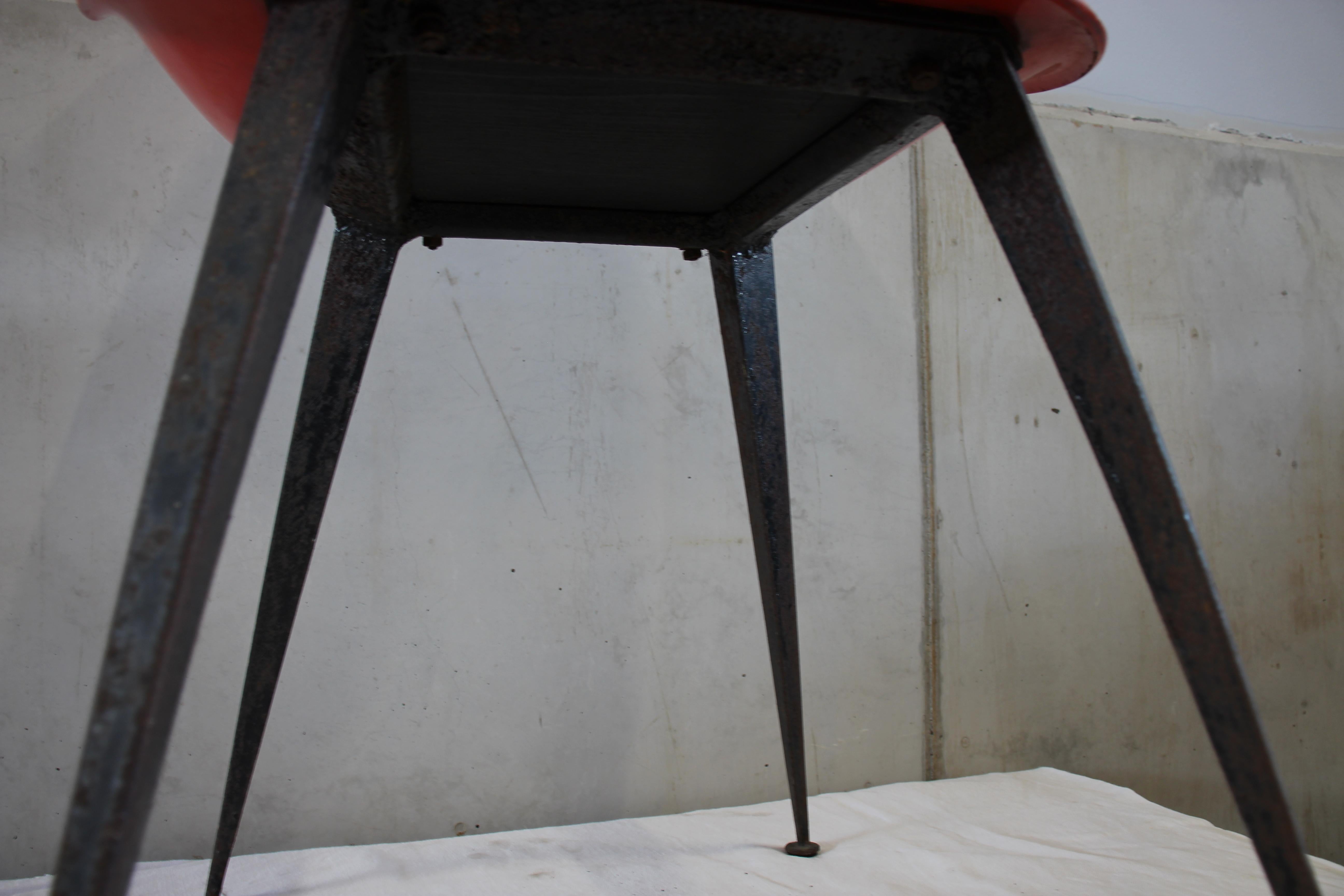 Red Midcentury Fiberglass Chair, Czech Republic 6