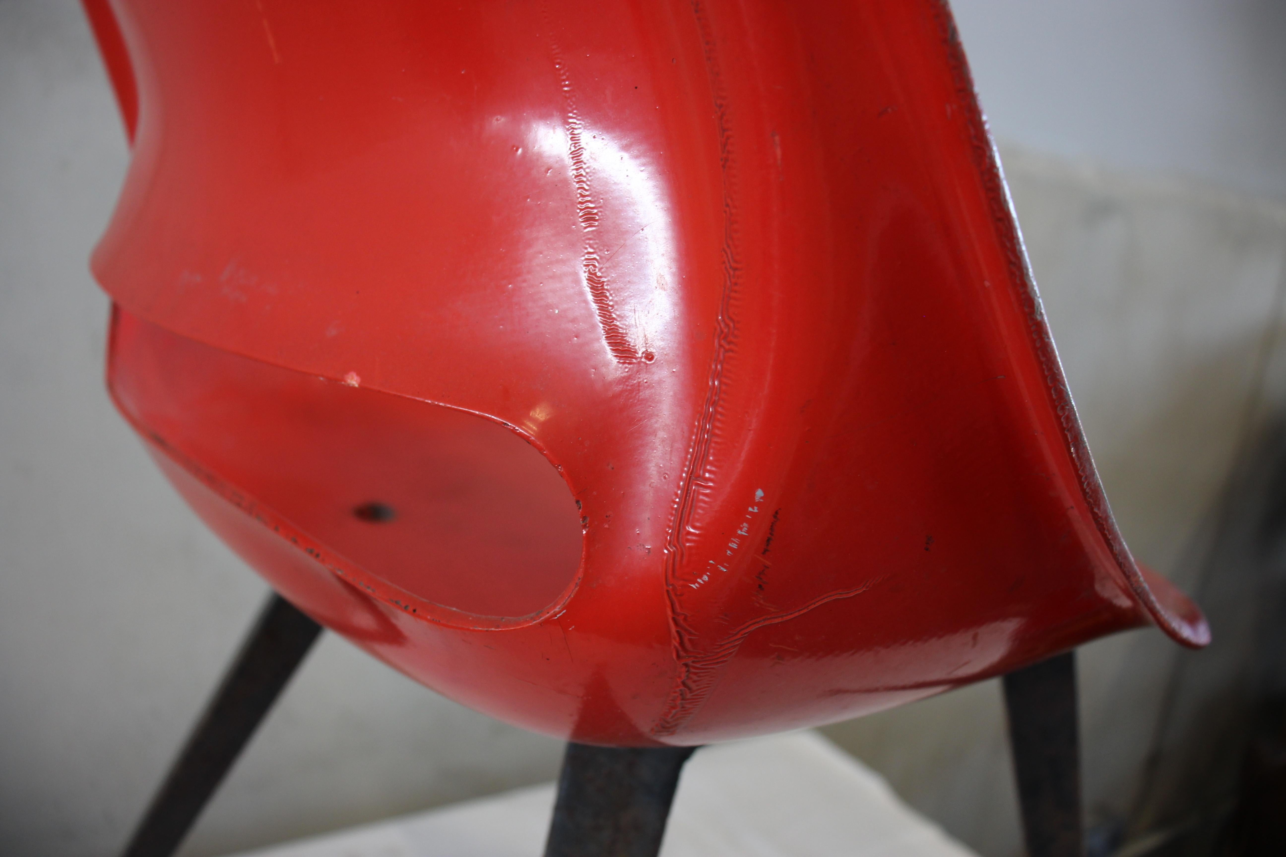 Red Midcentury Fiberglass Chair, Czech Republic 7