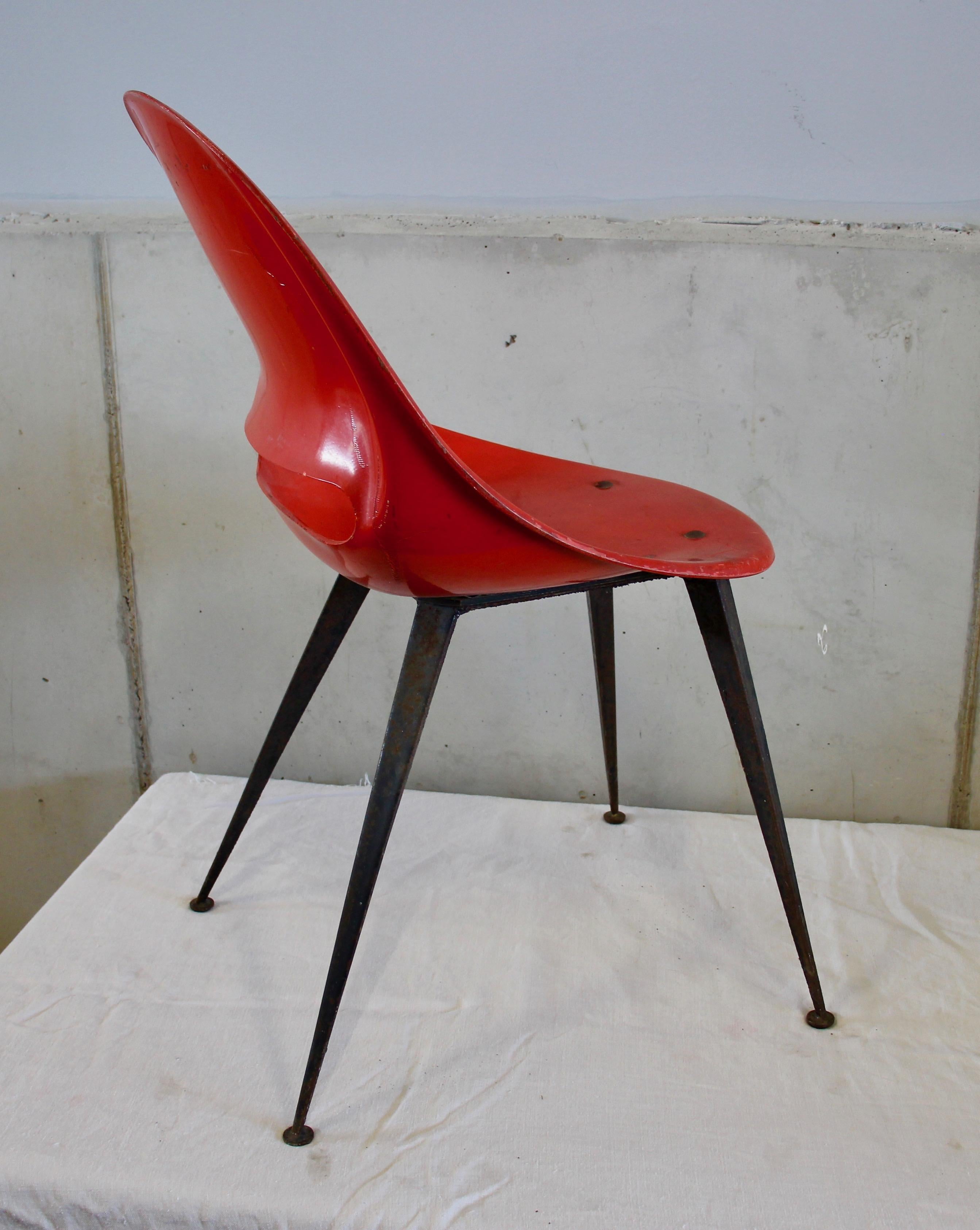 Mid-Century Modern Red Midcentury Fiberglass Chair, Czech Republic