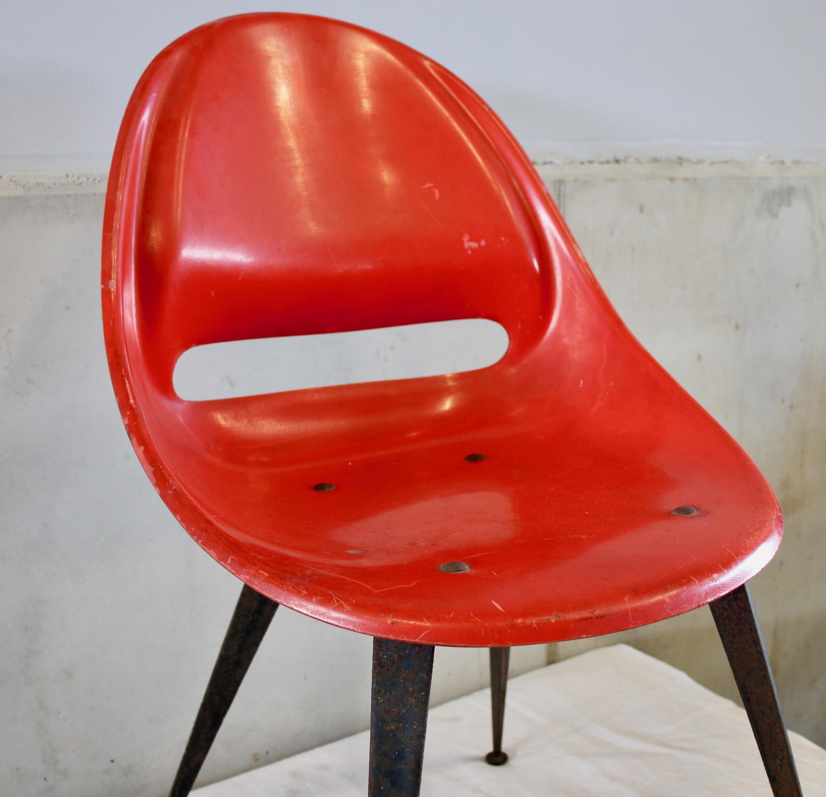 20th Century Red Midcentury Fiberglass Chair, Czech Republic
