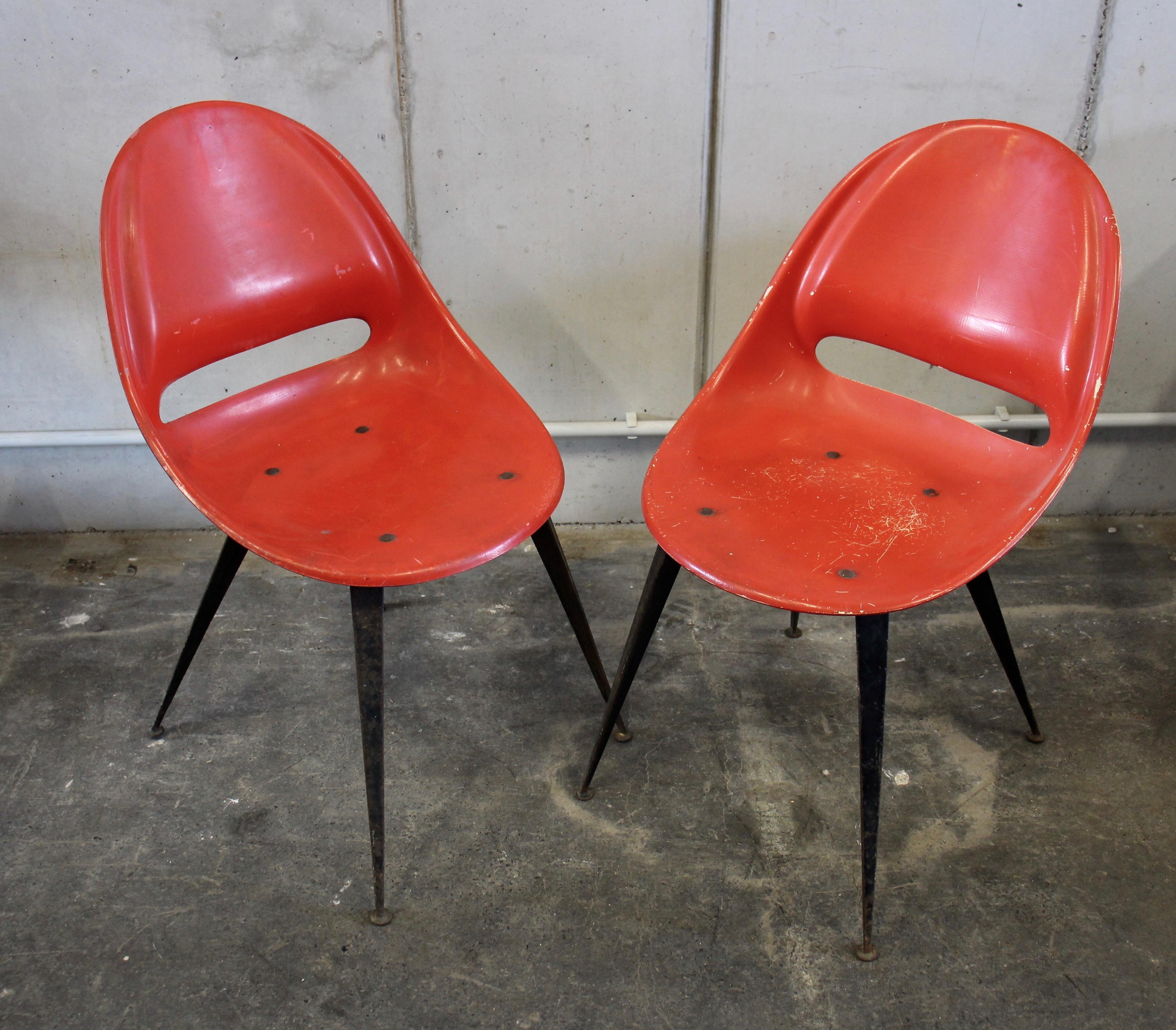 Iron Red Midcentury Fiberglass Chair, Czech Republic